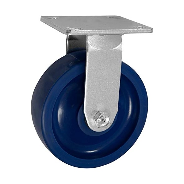 Medium Duty 5"X 2" Blue Solid Polyurethane Rigid Caster, 800 LBS Ca